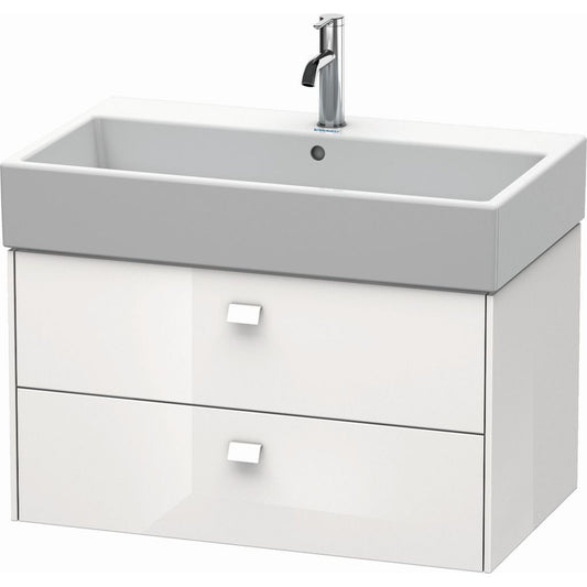 Duravit Brioso 31" x 17" x 18" Two Drawer Wall-Mount Vanity Unit in White High Gloss