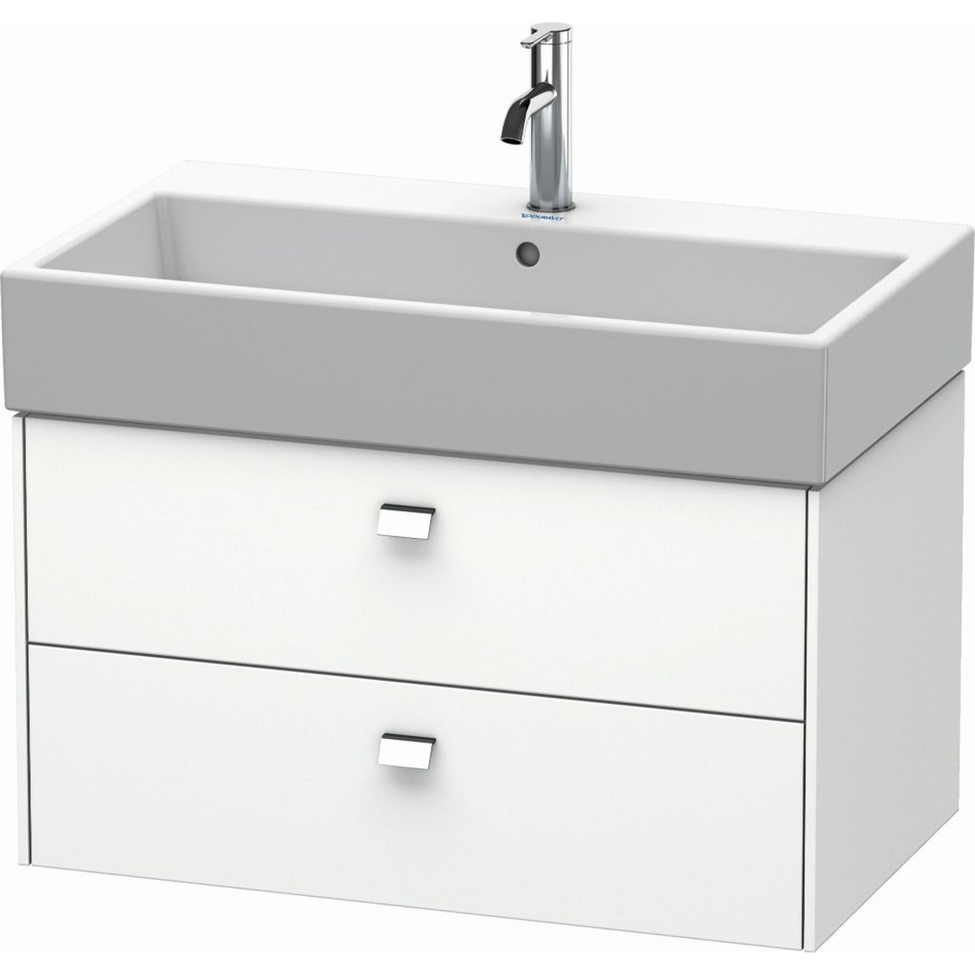 Duravit Brioso 31" x 17" x 18" Two Drawer Wall-Mount Vanity Unit in White Matt and Chrome Handle