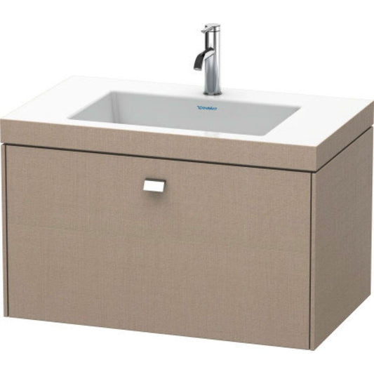 Duravit Brioso 31" x 20" x 19" One Drawer C-Bonded Wall-Mount Vanity Kit With One Tap Hole in Linen and Chrome Handle