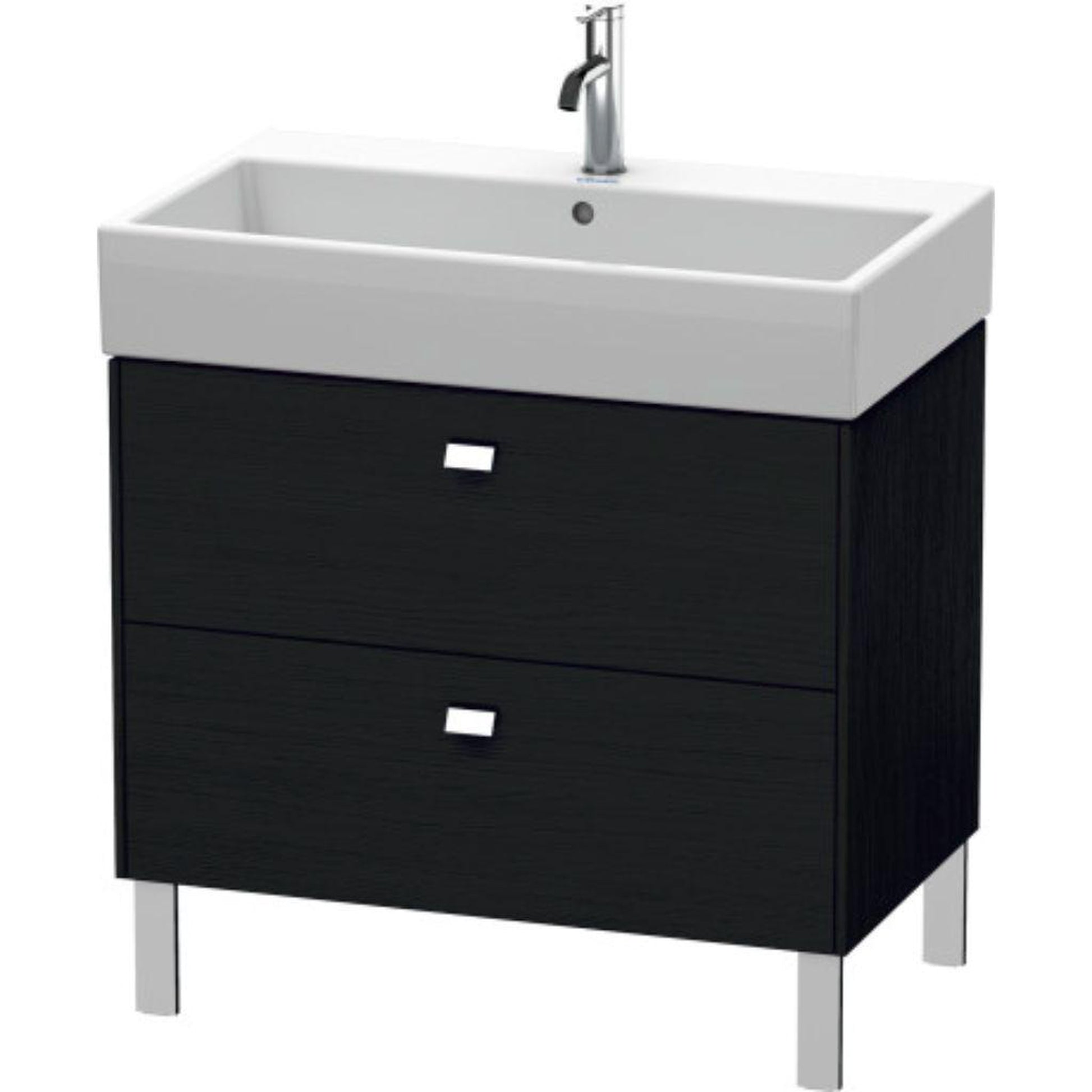 Duravit Brioso 31" x 22" x 18" Two Drawer Floor Standing Vanity Unit in Black Oak and Chrome Handle