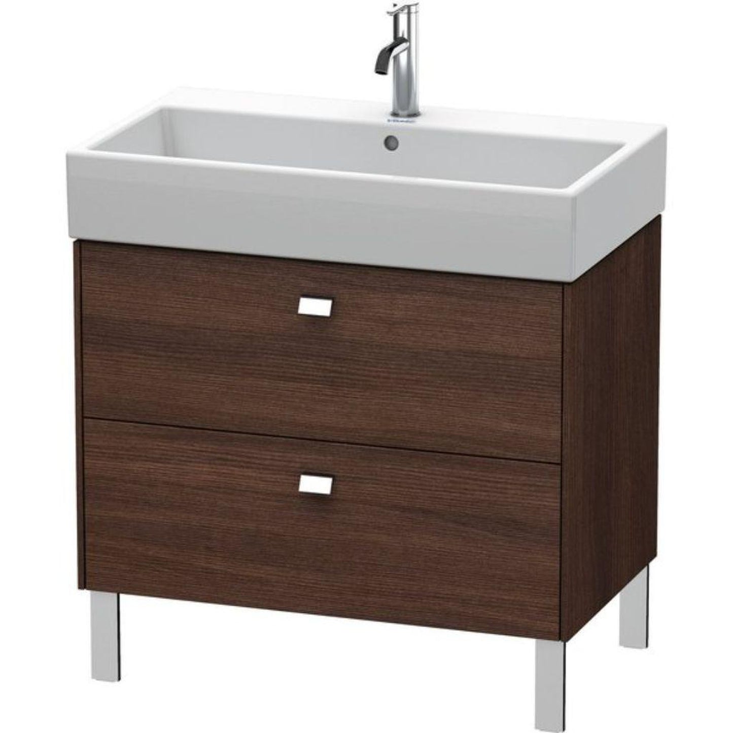 Duravit Brioso 31" x 22" x 18" Two Drawer Floor Standing Vanity Unit in Chestnut Dark and Chrome Handle