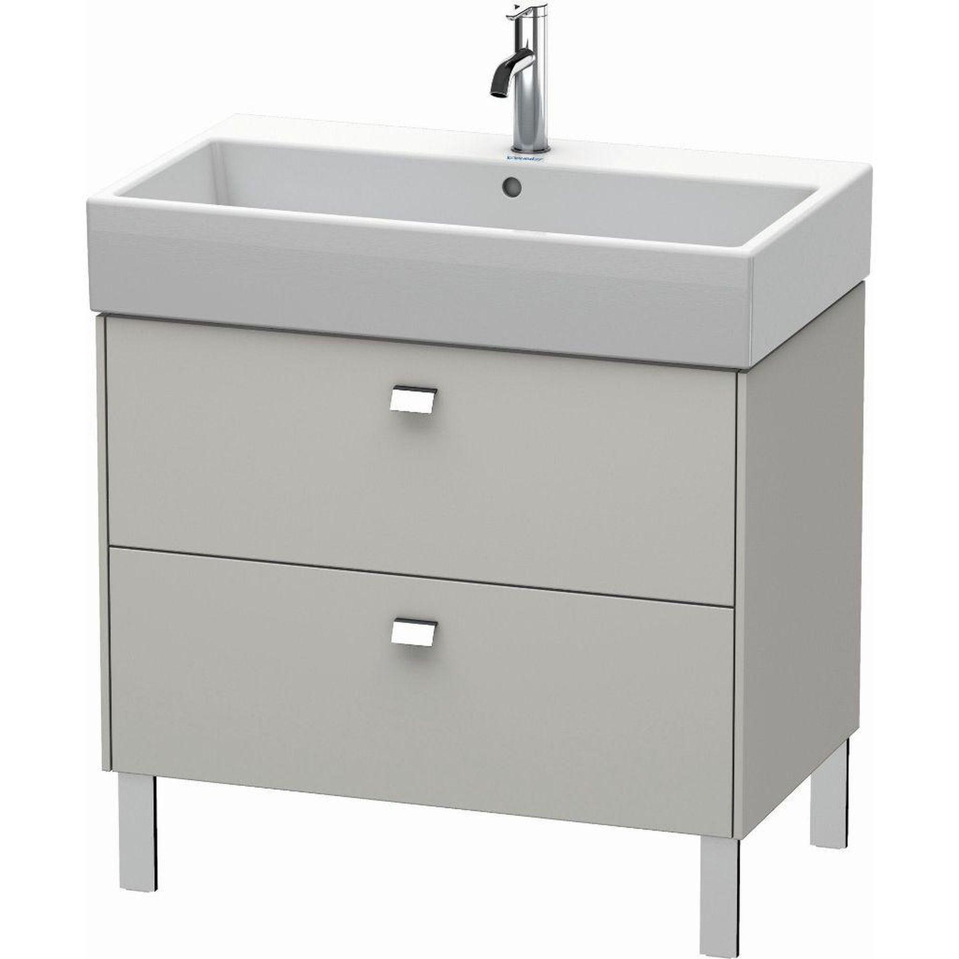 Duravit Brioso 31" x 22" x 18" Two Drawer Floor Standing Vanity Unit in Concrete Grey Matt and Chrome Handle