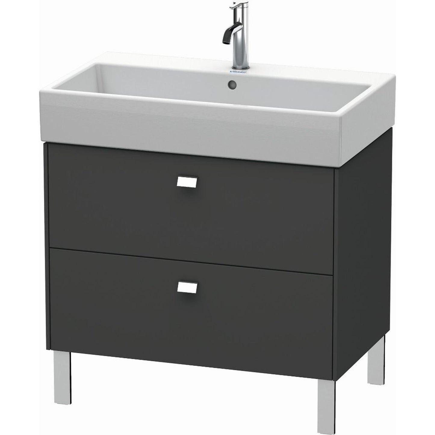 Duravit Brioso 31" x 22" x 18" Two Drawer Floor Standing Vanity Unit in Graphite Matt and Chrome Handle