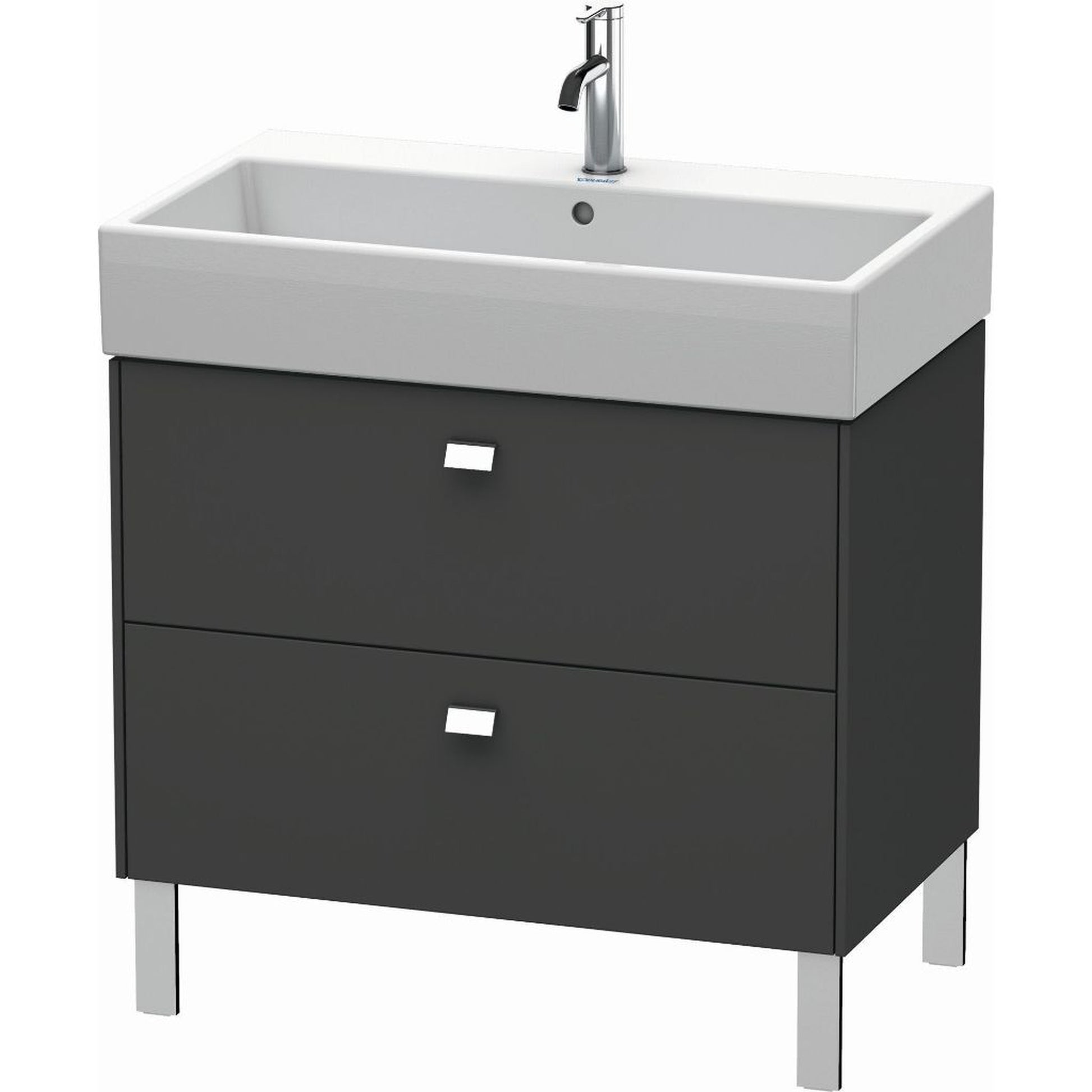 Duravit Brioso 31" x 22" x 18" Two Drawer Floor Standing Vanity Unit in Graphite Matt and Chrome Handle