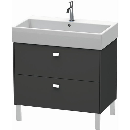 Duravit Brioso 31" x 22" x 18" Two Drawer Floor Standing Vanity Unit in Graphite Matt and Chrome Handle