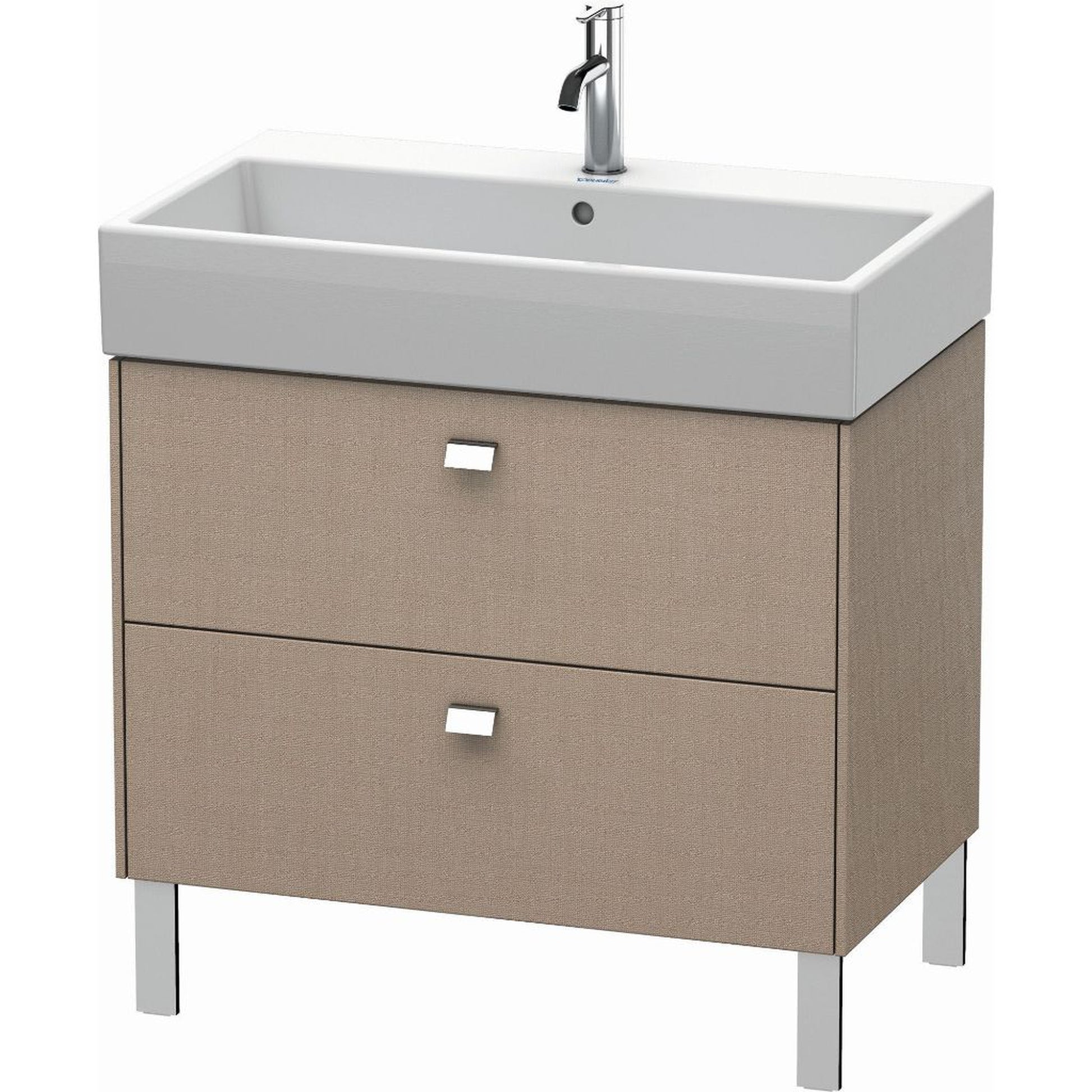 Duravit Brioso 31" x 22" x 18" Two Drawer Floor Standing Vanity Unit in Linen and Chrome Handle