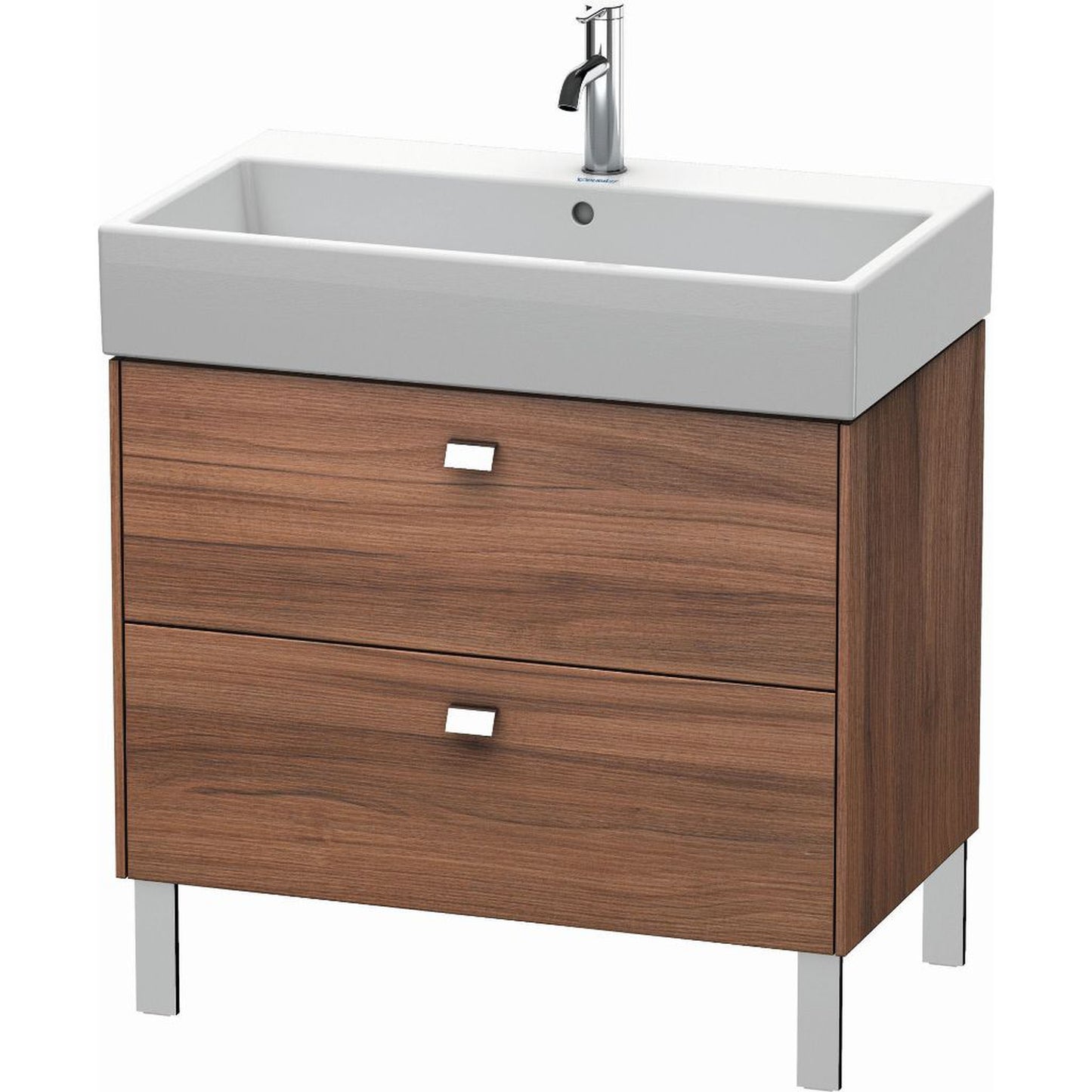 Duravit Brioso 31" x 22" x 18" Two Drawer Floor Standing Vanity Unit in Natural Walnut and Chrome Handle