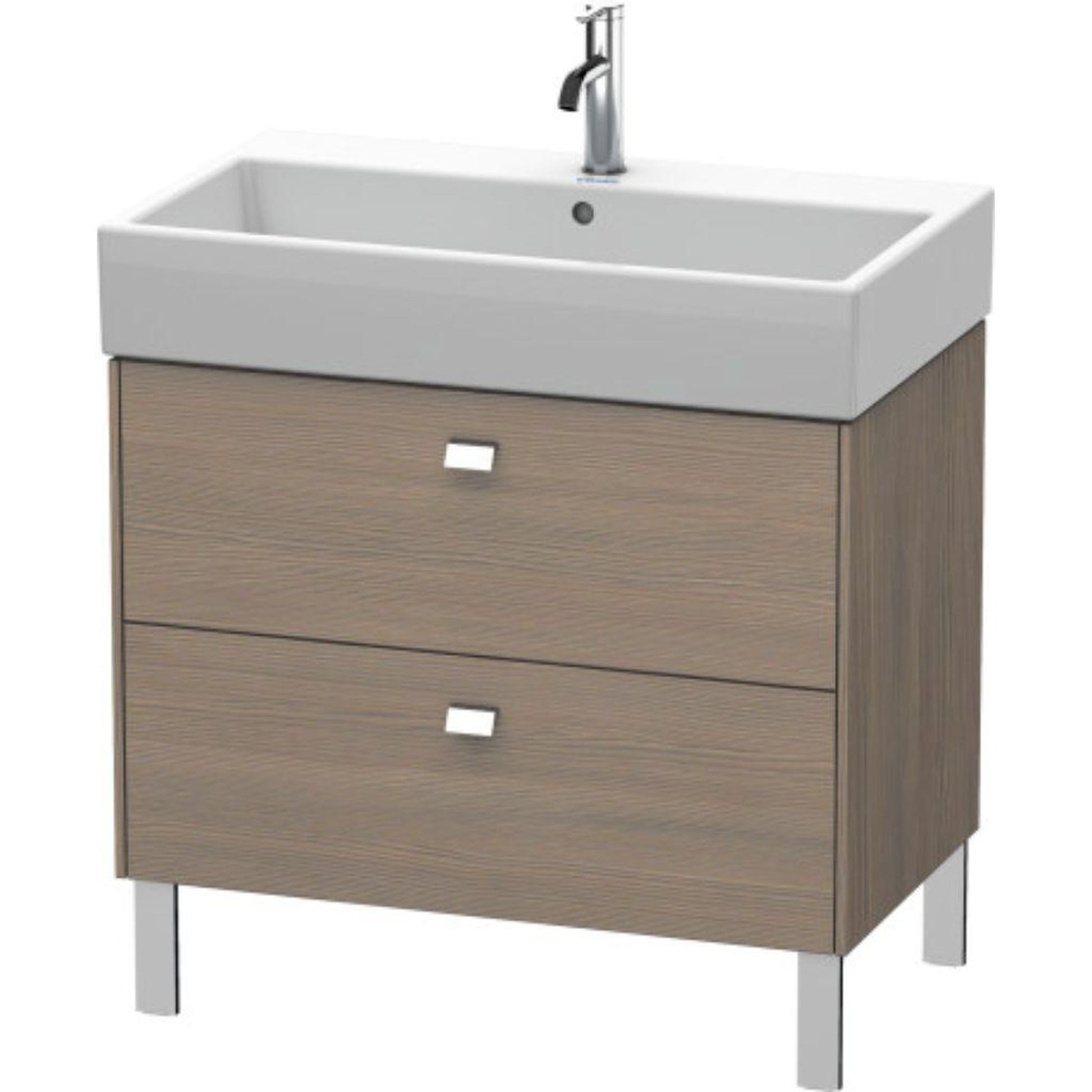 Duravit Brioso 31" x 22" x 18" Two Drawer Floor Standing Vanity Unit in Oak Terra and Chrome Handle