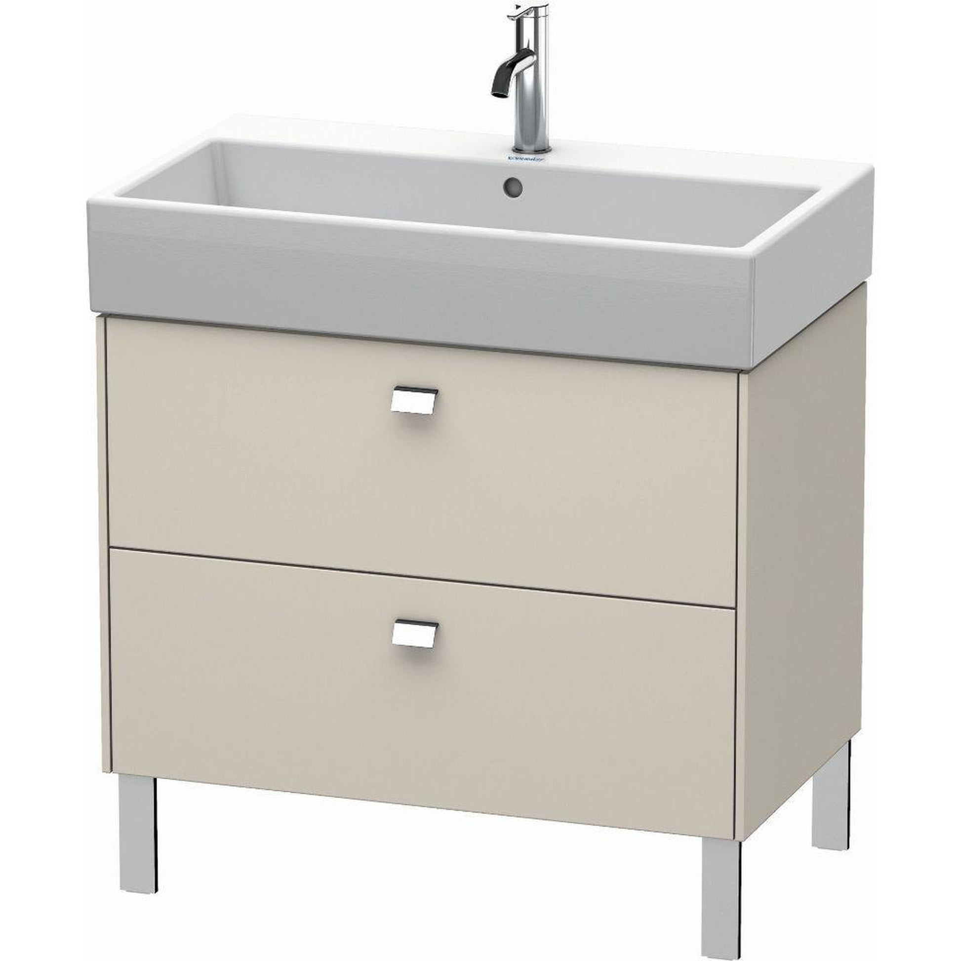 Duravit Brioso 31" x 22" x 18" Two Drawer Floor Standing Vanity Unit in Taupe and Chrome Handle