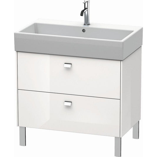 Duravit Brioso 31" x 22" x 18" Two Drawer Floor Standing Vanity Unit in White High Gloss and Chrome Handle