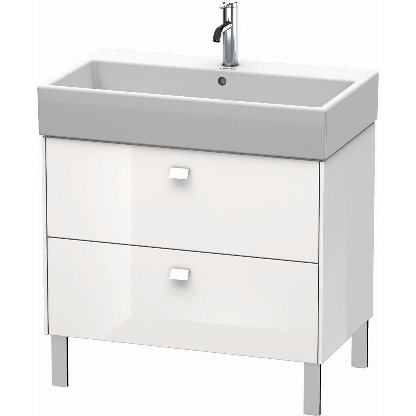 Duravit Brioso 31" x 22" x 18" Two Drawer Floor Standing Vanity Unit in White High Gloss