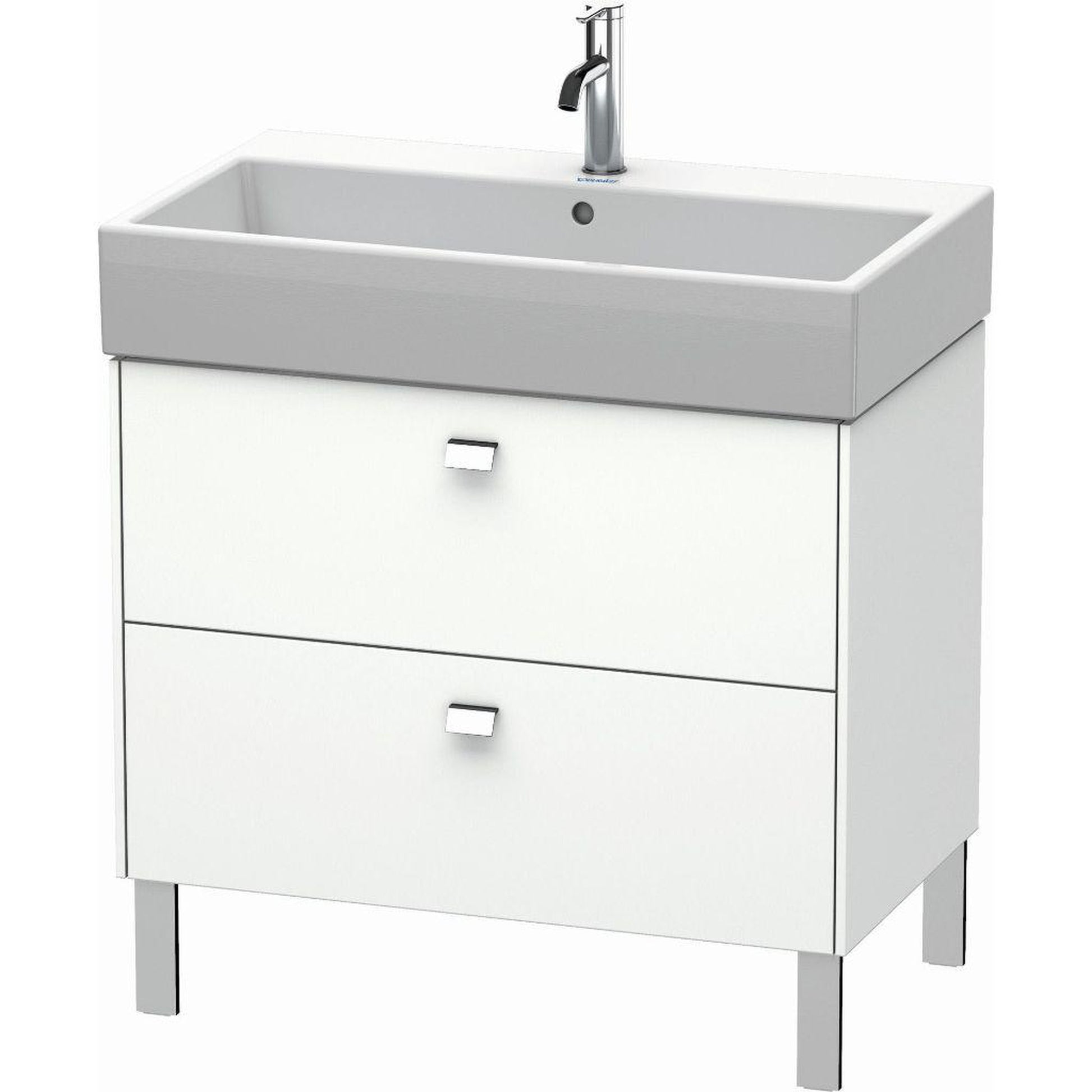 Duravit Brioso 31" x 22" x 18" Two Drawer Floor Standing Vanity Unit in White Matt and Chrome Handle