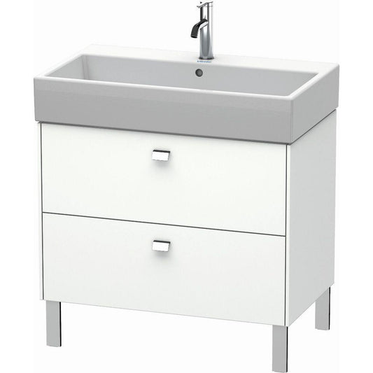 Duravit Brioso 31" x 22" x 18" Two Drawer Floor Standing Vanity Unit in White Matt and Chrome Handle
