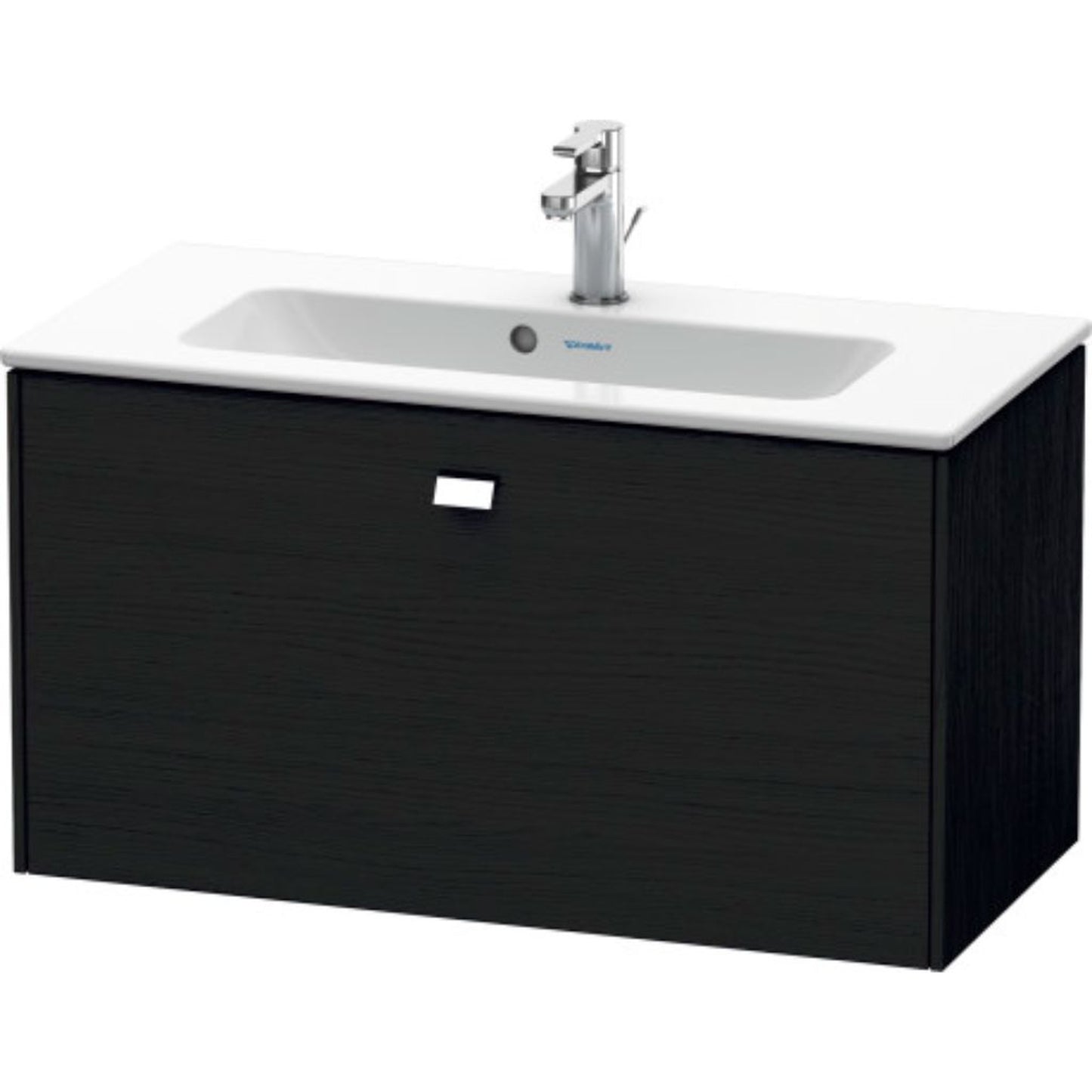 Duravit Brioso 32" x 17" x 15" One Drawer Wall-Mount Vanity Unit in Black Oak and Chrome Handle