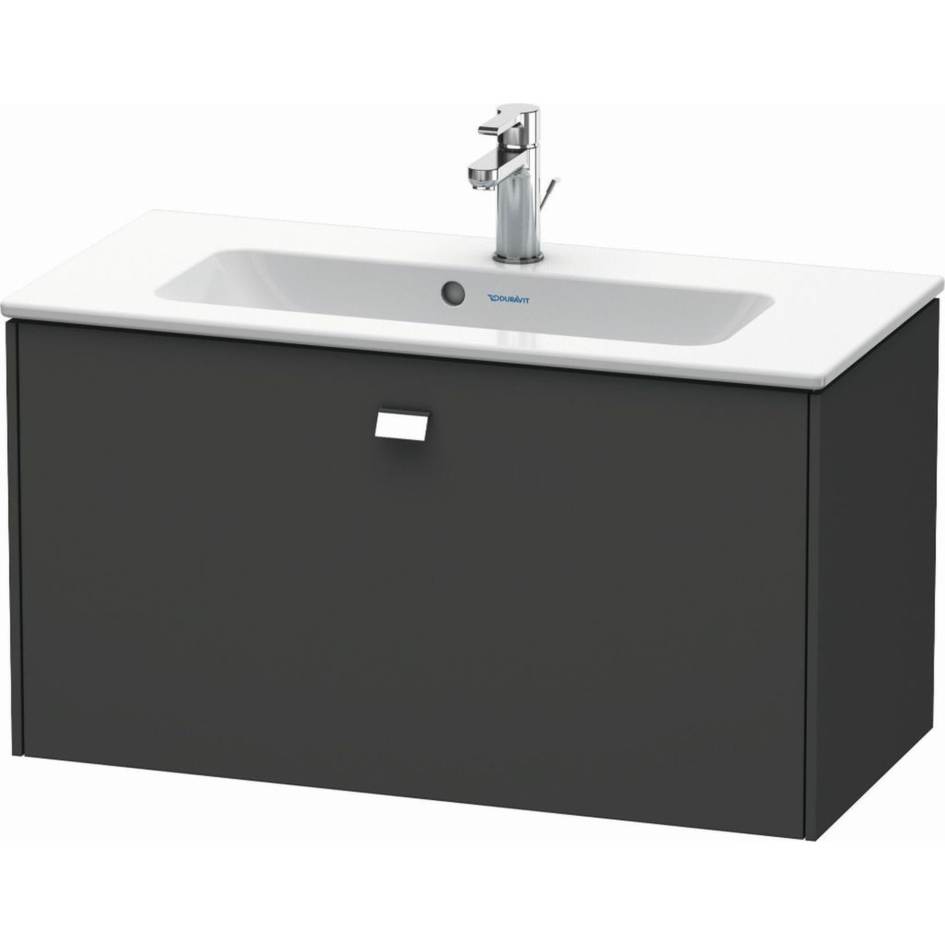 Duravit Brioso 32" x 17" x 15" One Drawer Wall-Mount Vanity Unit in Graphite Matt and Chrome Handle