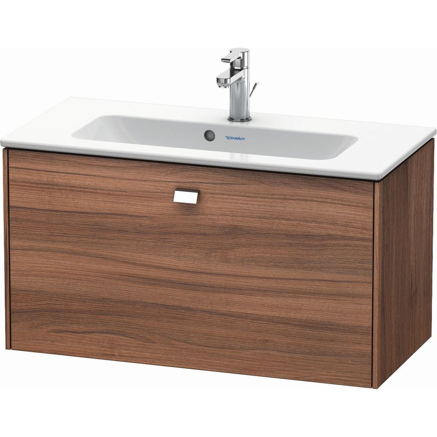 Duravit Brioso 32" x 17" x 15" One Drawer Wall-Mount Vanity Unit in Natural Walnut and Chrome Handle