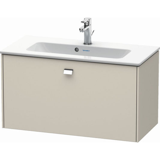 Duravit Brioso 32" x 17" x 15" One Drawer Wall-Mount Vanity Unit in Taupe and Chrome Handle