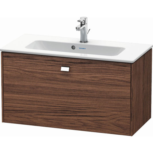 Duravit Brioso 32" x 17" x 15" One Drawer Wall-Mount Vanity Unit in Walnut Dark and Chrome Handle