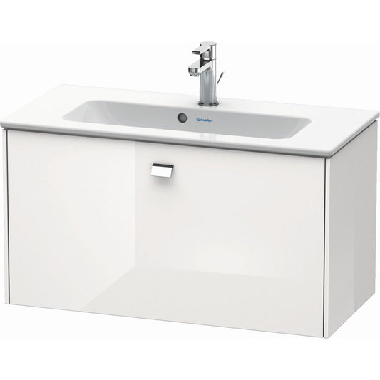Duravit Brioso 32" x 17" x 15" One Drawer Wall-Mount Vanity Unit in White High Gloss and Chrome Handle