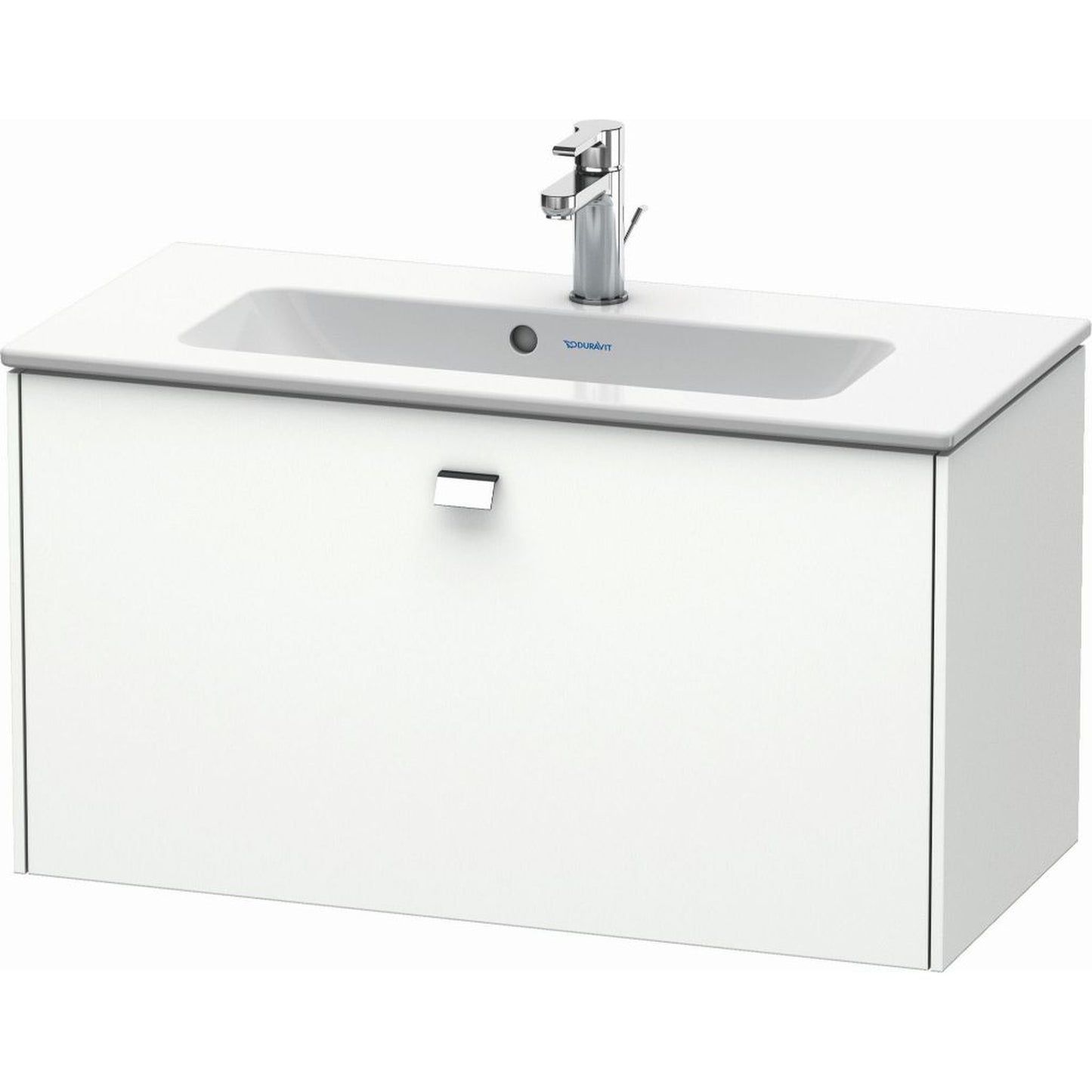 Duravit Brioso 32" x 17" x 15" One Drawer Wall-Mount Vanity Unit in White Matt and Chrome Handle
