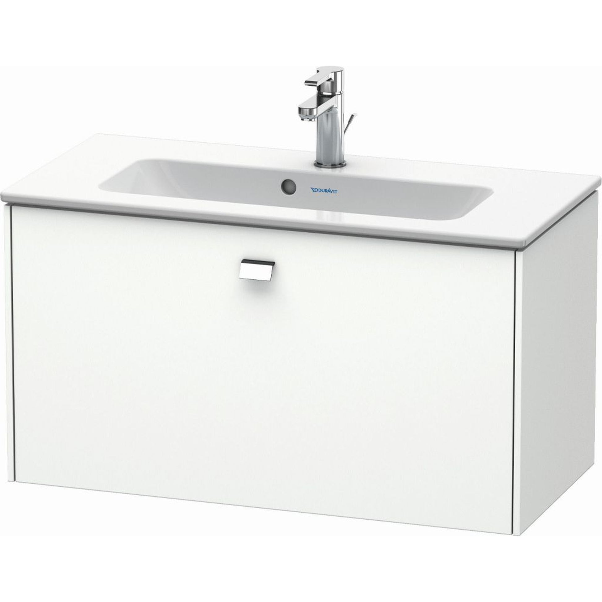 Duravit Brioso 32" x 17" x 15" One Drawer Wall-Mount Vanity Unit in White Matt and Chrome Handle