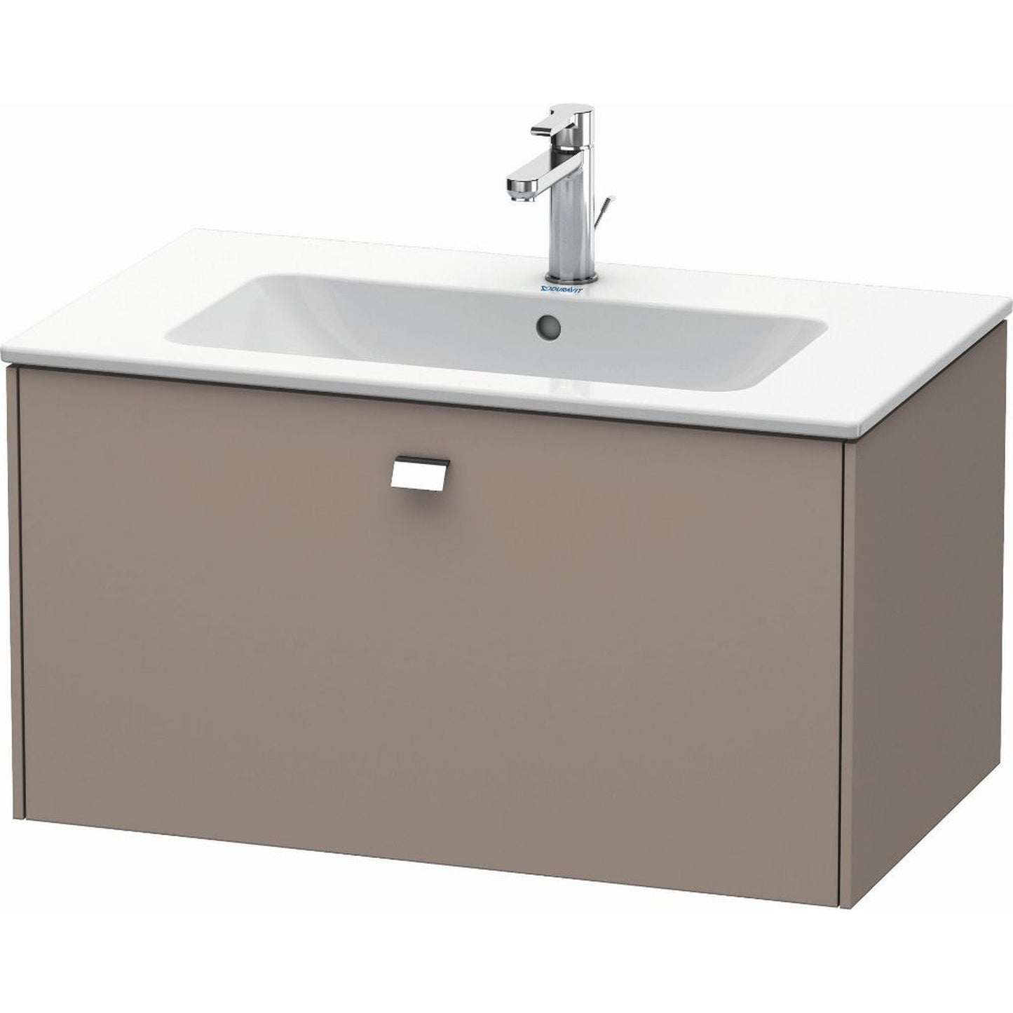 Duravit Brioso 32" x 17" x 19" One Drawer Wall-Mount Vanity Unit in Basalt Matt and Chrome Handle