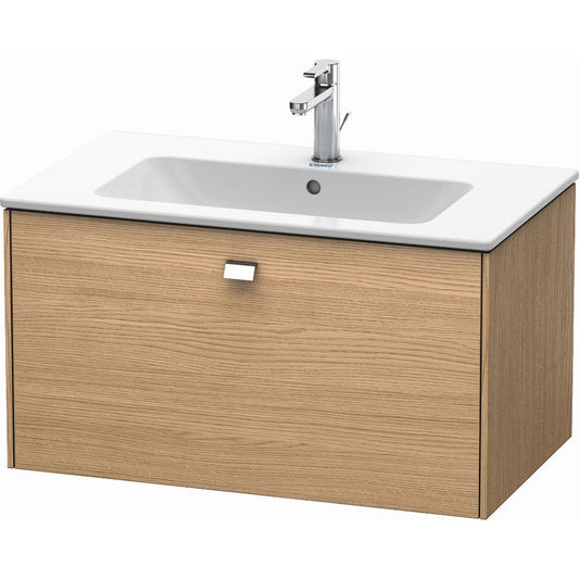 Duravit Brioso 32" x 17" x 19" One Drawer Wall-Mount Vanity Unit in European Oak and Chrome Handle