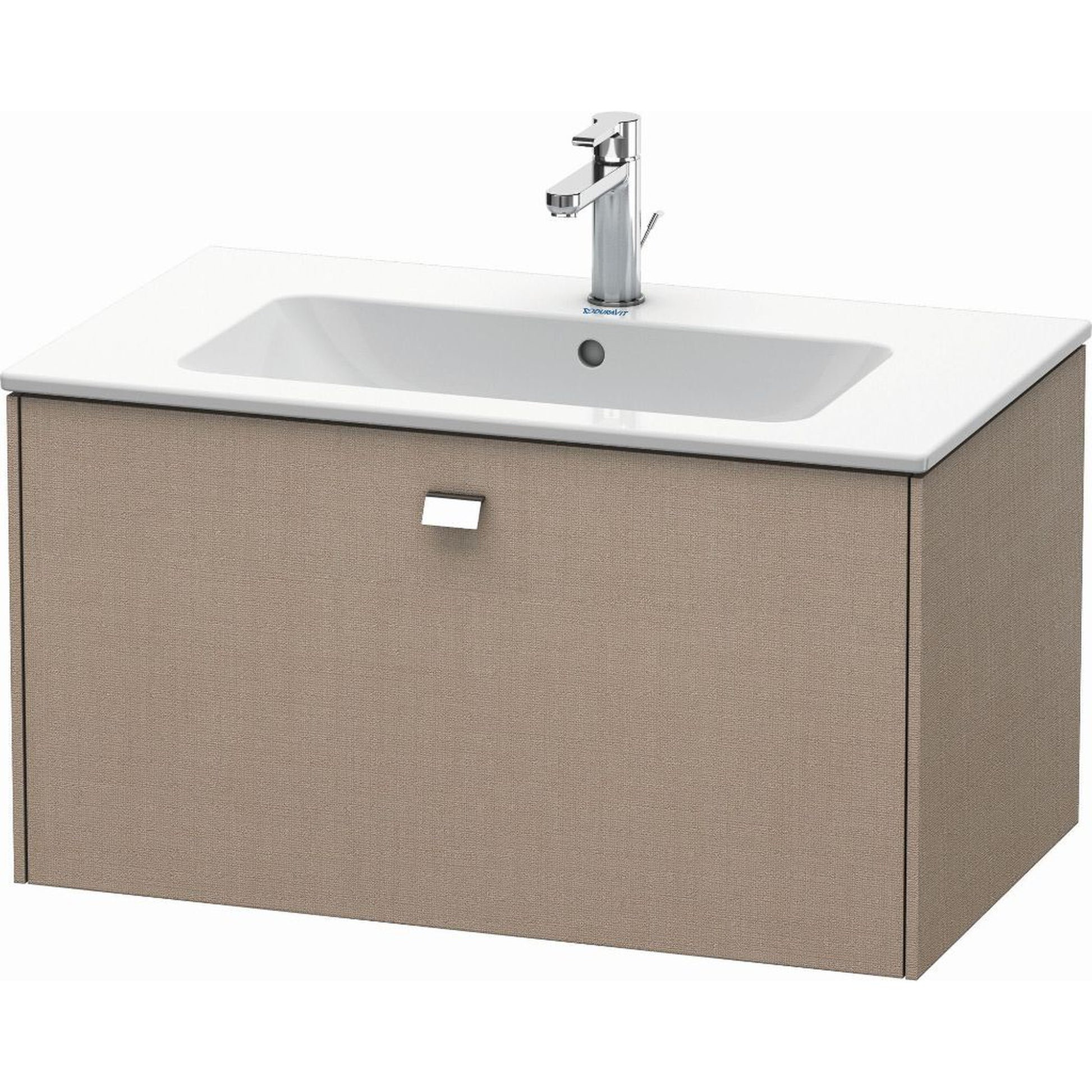 Duravit Brioso 32" x 17" x 19" One Drawer Wall-Mount Vanity Unit in Linen and Chrome Handle