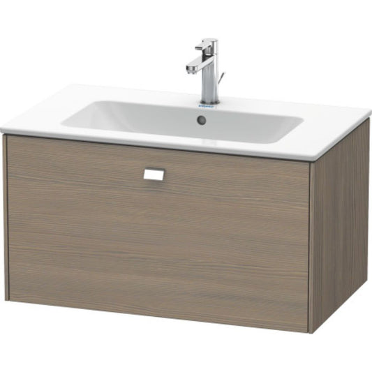 Duravit Brioso 32" x 17" x 19" One Drawer Wall-Mount Vanity Unit in Oak Terra and Chrome Handle