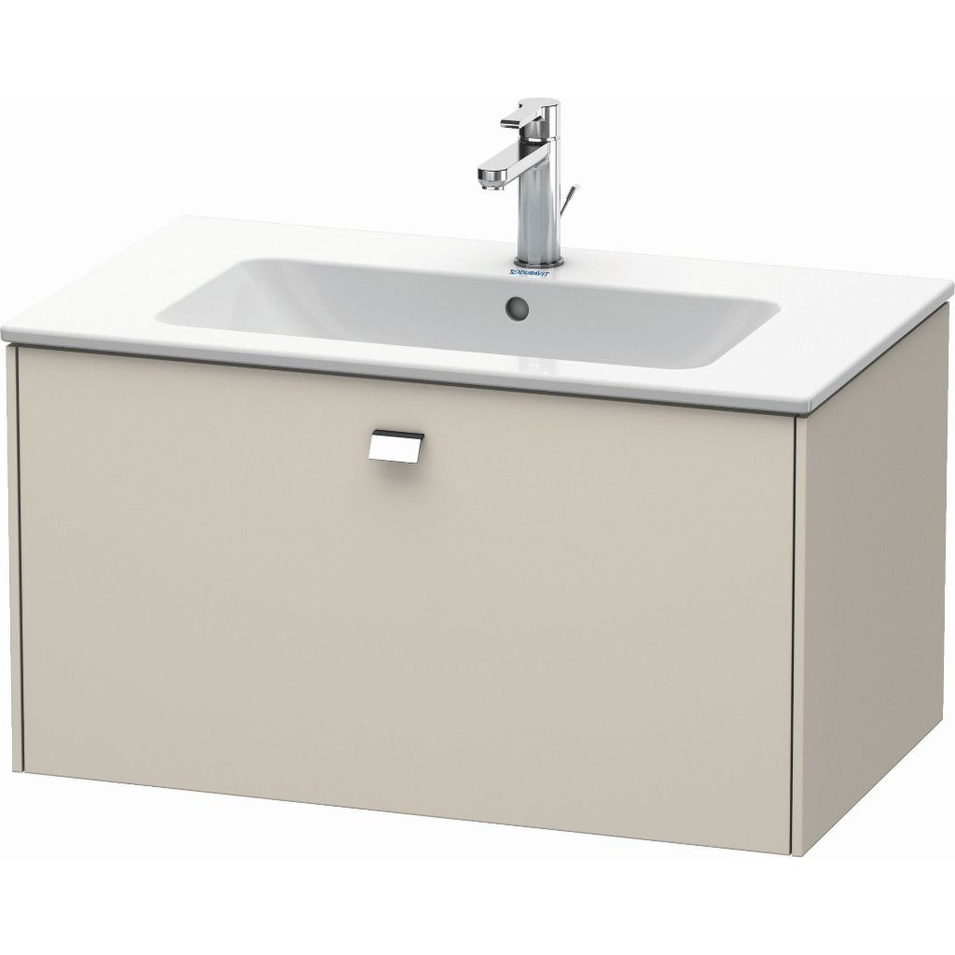 Duravit Brioso 32" x 17" x 19" One Drawer Wall-Mount Vanity Unit in Taupe and Chrome Handle
