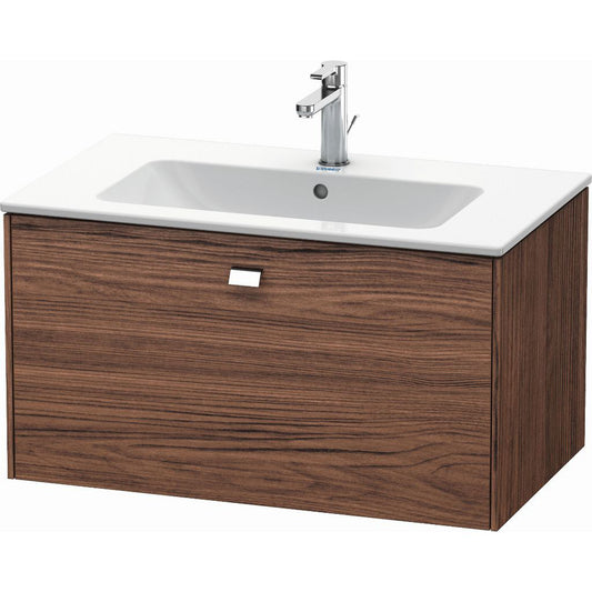 Duravit Brioso 32" x 17" x 19" One Drawer Wall-Mount Vanity Unit in Walnut Dark and Chrome Handle
