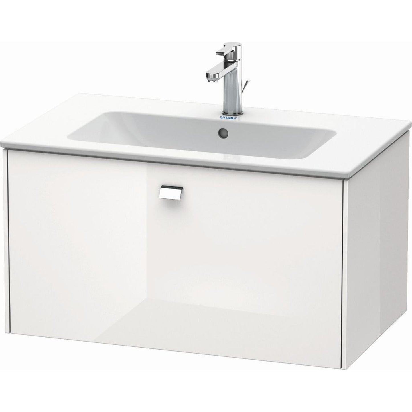 Duravit Brioso 32" x 17" x 19" One Drawer Wall-Mount Vanity Unit in White High Gloss and Chrome Handle