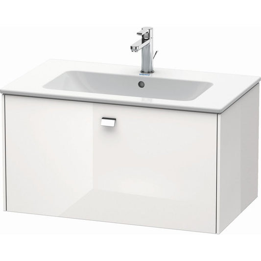 Duravit Brioso 32" x 17" x 19" One Drawer Wall-Mount Vanity Unit in White High Gloss and Chrome Handle