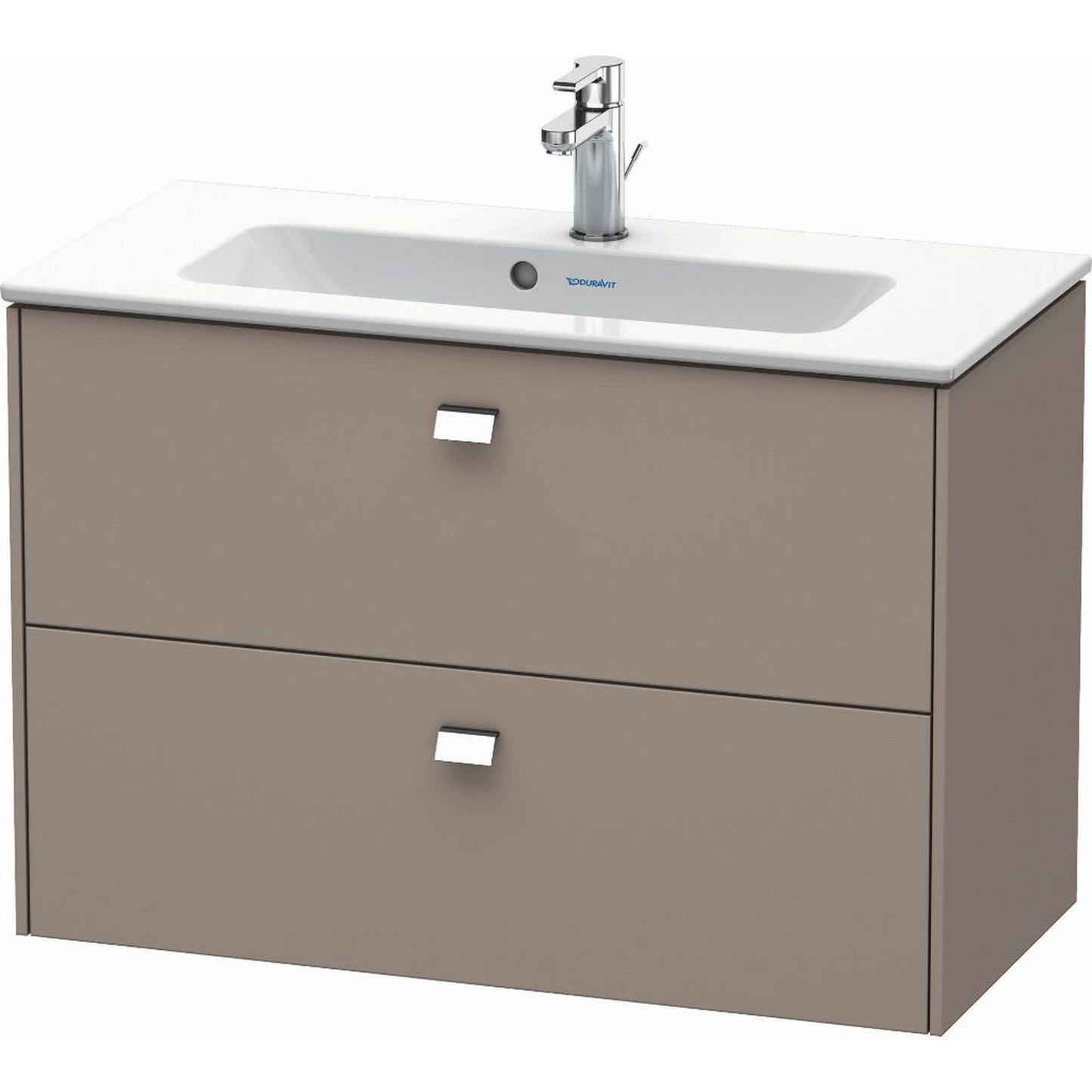 Duravit Brioso 32" x 22" x 15" Two Drawer Wall-Mount Vanity Unit in Basalt Matt and Chrome Handle