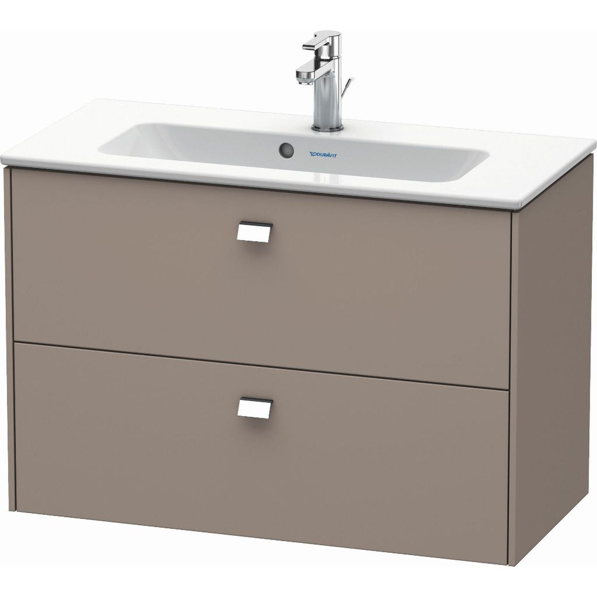 Duravit Brioso 32" x 22" x 15" Two Drawer Wall-Mount Vanity Unit in Basalt Matt and Chrome Handle