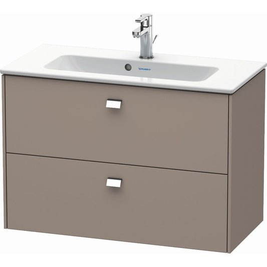 Duravit Brioso 32" x 22" x 15" Two Drawer Wall-Mount Vanity Unit in Basalt Matt and Chrome Handle