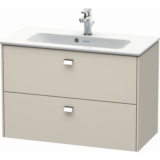 Duravit Brioso 32" x 22" x 15" Two Drawer Wall-Mount Vanity Unit in Taupe and Chrome Handle