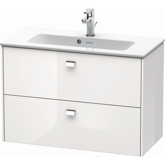 Duravit Brioso 32" x 22" x 15" Two Drawer Wall-Mount Vanity Unit in White High Gloss and Chrome Handle