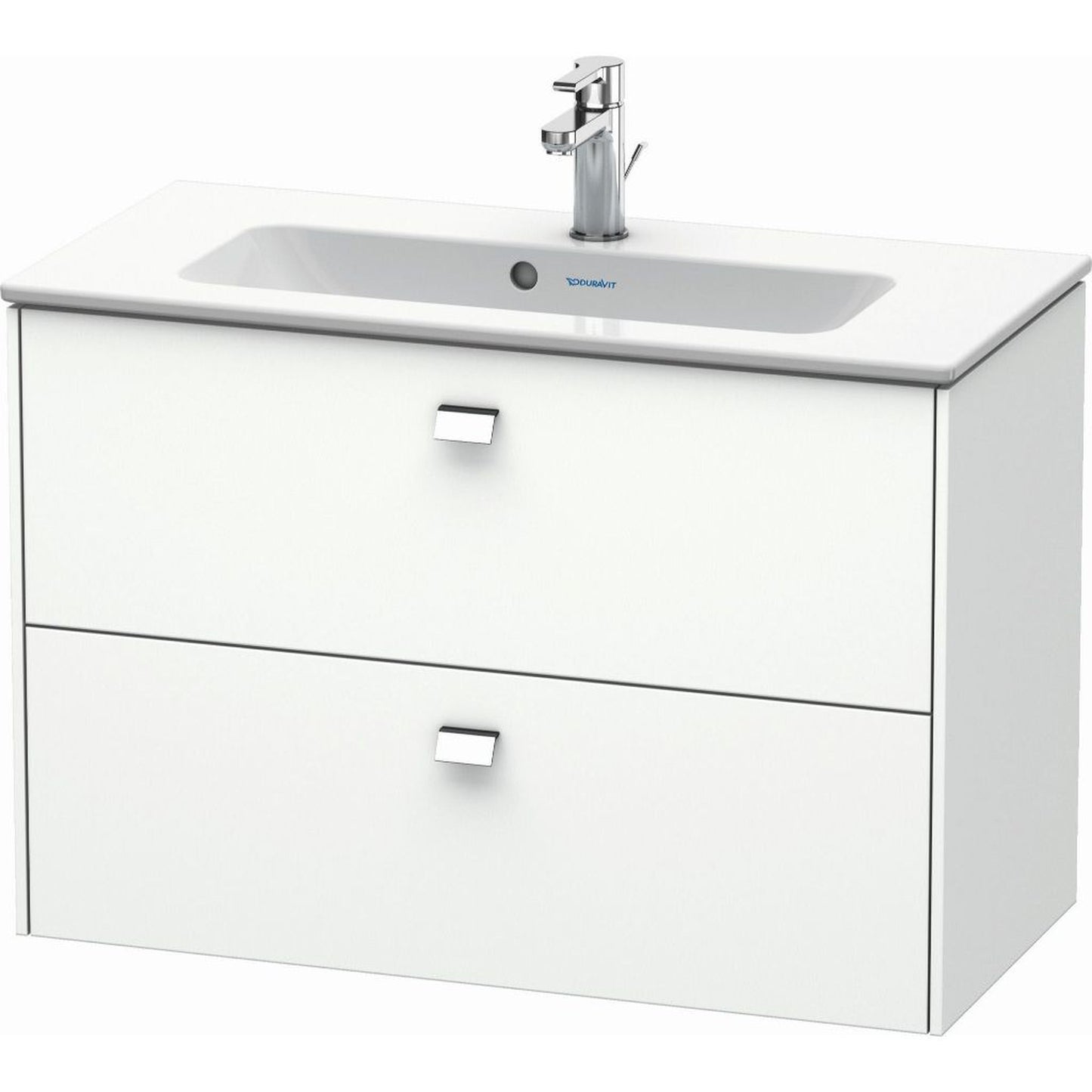 Duravit Brioso 32" x 22" x 15" Two Drawer Wall-Mount Vanity Unit in White Matt and Chrome Handle