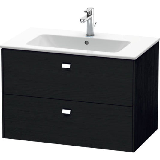 Duravit Brioso 32" x 22" x 19" Two Drawer Wall-Mount Vanity Unit in Black Oak and Chrome Handle