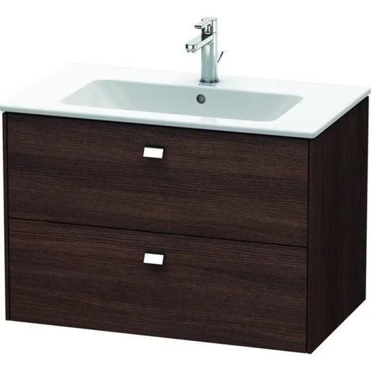 Duravit Brioso 32" x 22" x 19" Two Drawer Wall-Mount Vanity Unit in Chestnut Dark and Chrome Handle