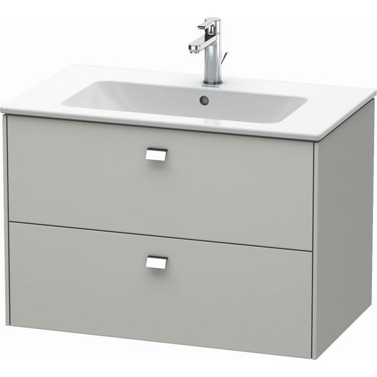 Duravit Brioso 32" x 22" x 19" Two Drawer Wall-Mount Vanity Unit in Concrete Grey Matt and Chrome Handle