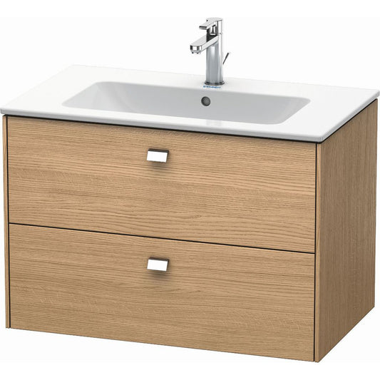 Duravit Brioso 32" x 22" x 19" Two Drawer Wall-Mount Vanity Unit in European Oak and Chrome Handle
