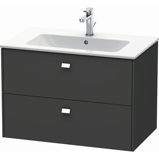 Duravit Brioso 32" x 22" x 19" Two Drawer Wall-Mount Vanity Unit in Graphite Matt and Chrome Handle