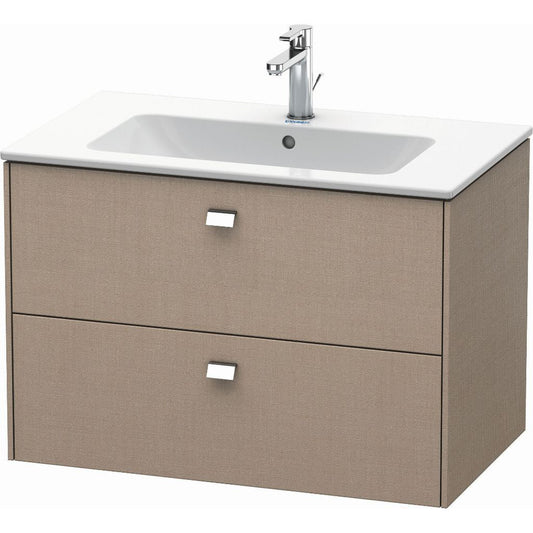 Duravit Brioso 32" x 22" x 19" Two Drawer Wall-Mount Vanity Unit in Linen and Chrome Handle