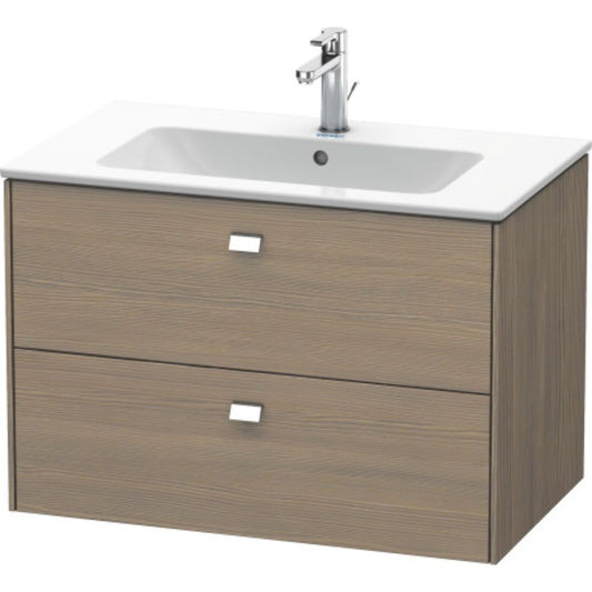 Duravit Brioso 32" x 22" x 19" Two Drawer Wall-Mount Vanity Unit in Oak Terra and Chrome Handle