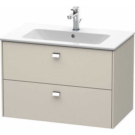 Duravit Brioso 32" x 22" x 19" Two Drawer Wall-Mount Vanity Unit in Taupe and Chrome Handle