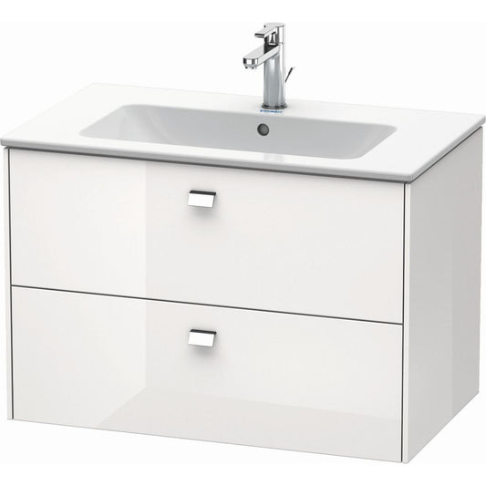 Duravit Brioso 32" x 22" x 19" Two Drawer Wall-Mount Vanity Unit in White High Gloss and Chrome Handle