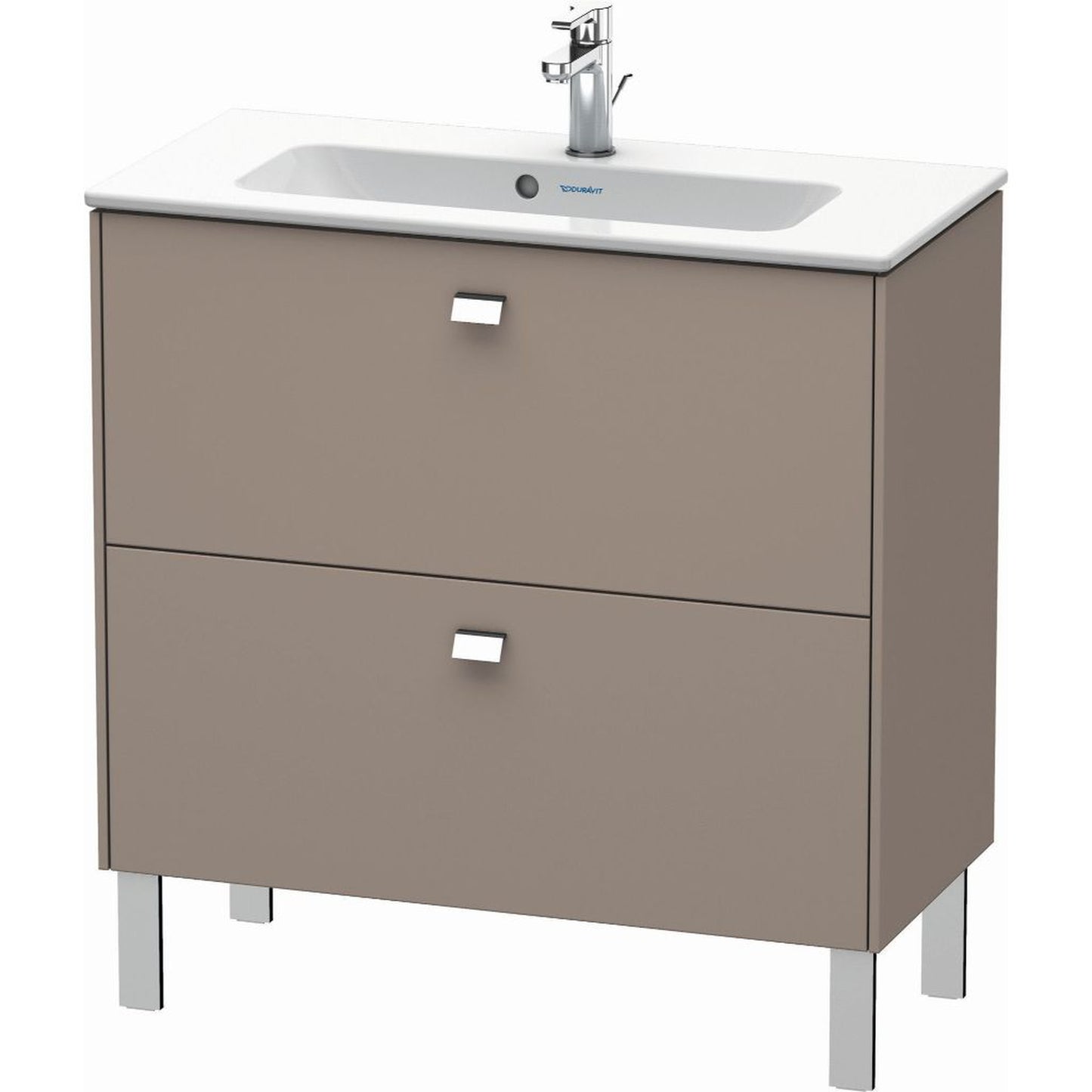Duravit Brioso 32" x 27" x 15" Two Drawer Floor Standing Vanity Unit in Basalt Matt and Chrome Handle