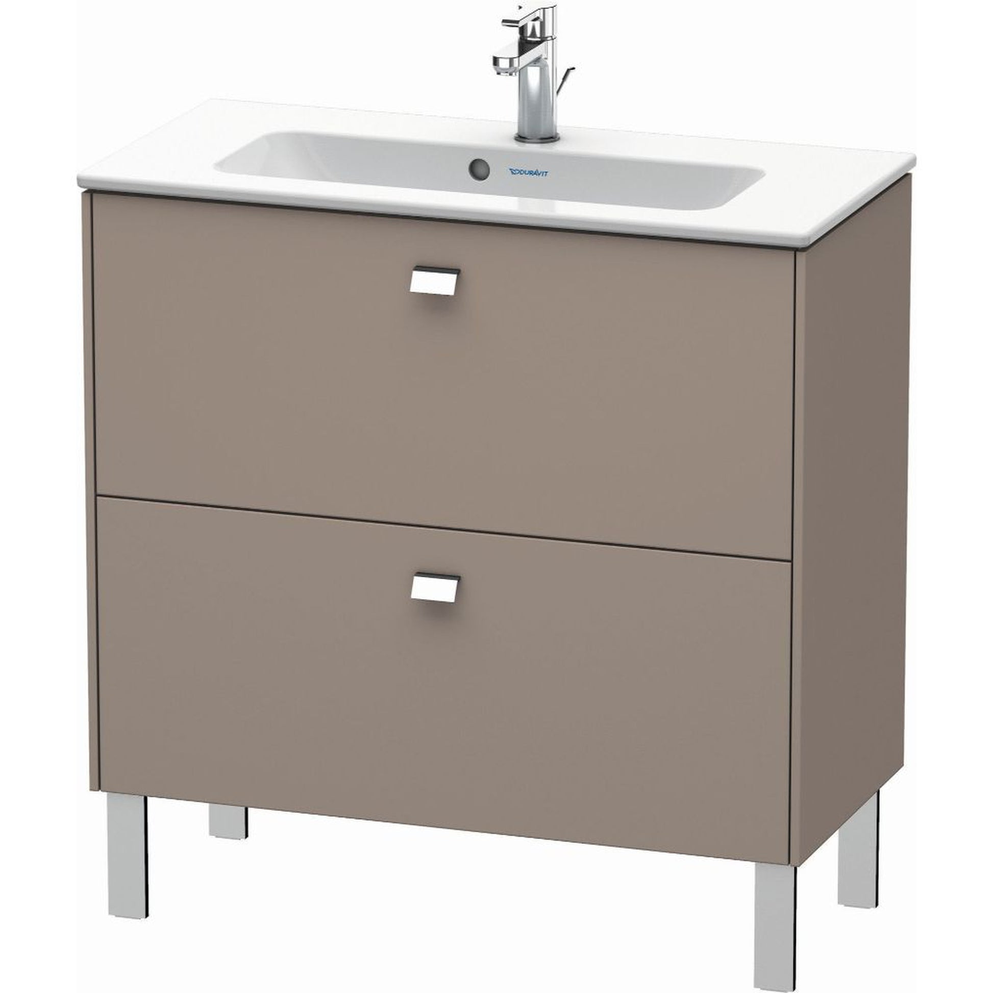Duravit Brioso 32" x 27" x 15" Two Drawer Floor Standing Vanity Unit in Basalt Matt and Chrome Handle